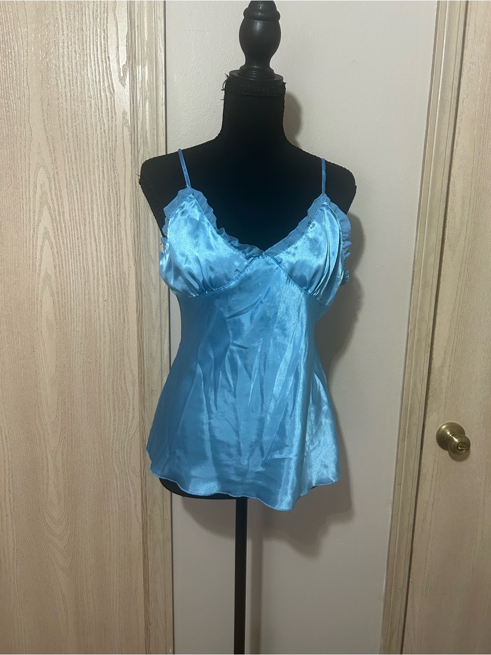 No Boundaries Sky Blue Satin Camisole Top